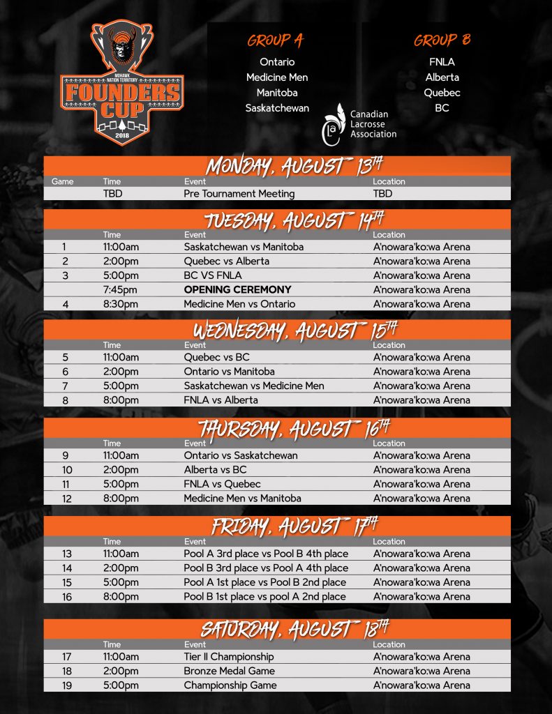 Founders Cup Schedule Mohawk Council of Akwesasne