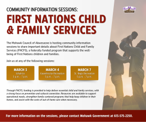 Info Session: First Nations Child & Family Services @ Kawehno:ke Recreation Center